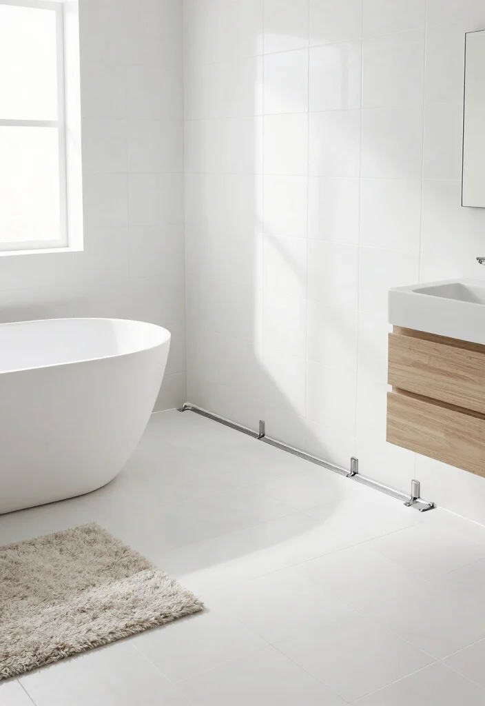 14 White Porcelain Tile Bathroom Ideas With Clean Finish - 7. Underfloor Heating with Porcelain Tiles 1