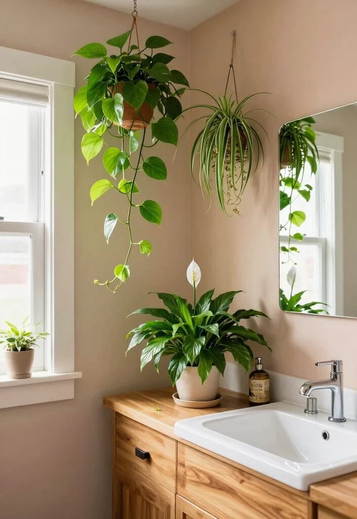 15 Bathroom Ventilation Ideas For Healthy Airflow - 3. Embrace Greenery for Air Purification 1