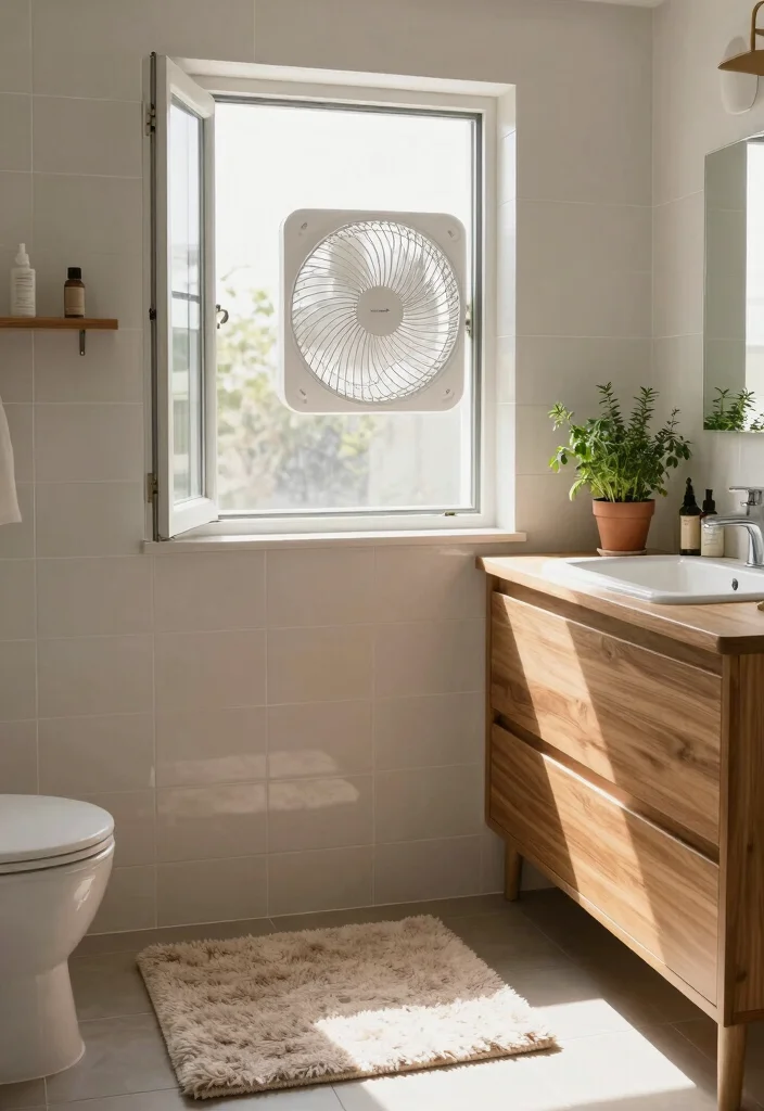 15 Bathroom Ventilation Ideas For Healthy Airflow - 5. Install a Window Fan 1