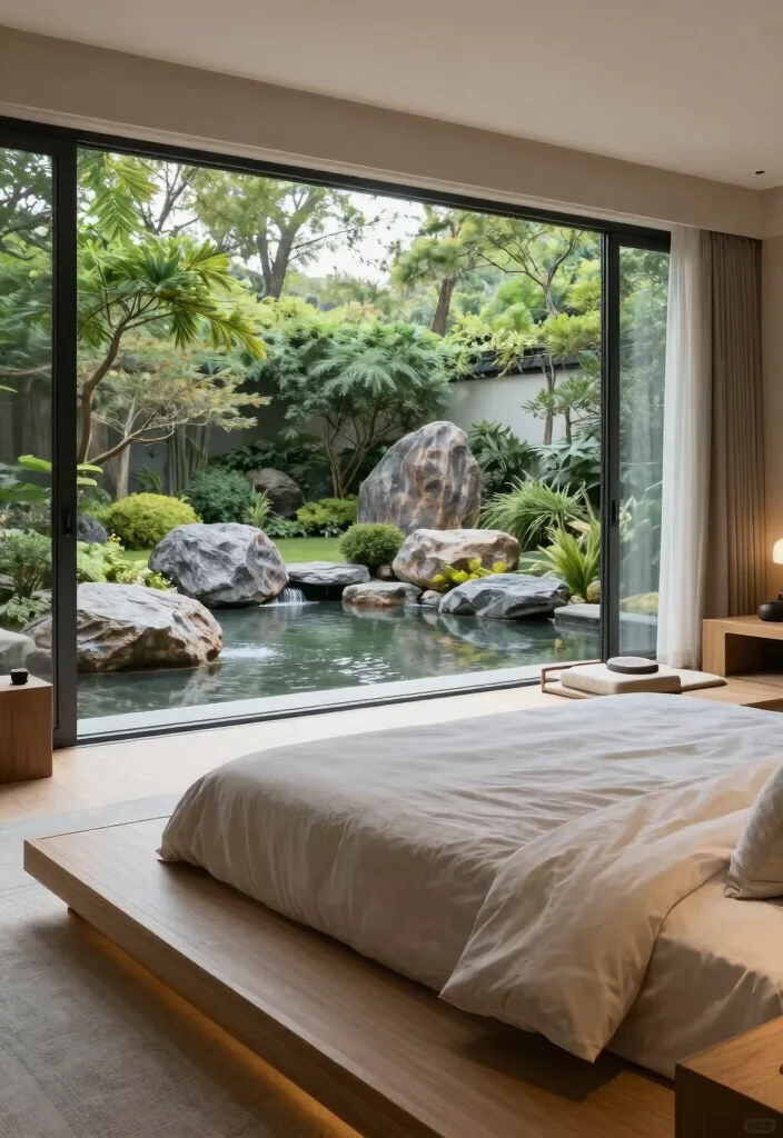 15 Bedroom With Glass Wall Ideas Open Airy Luxury - 10. Zen Sanctuary 1