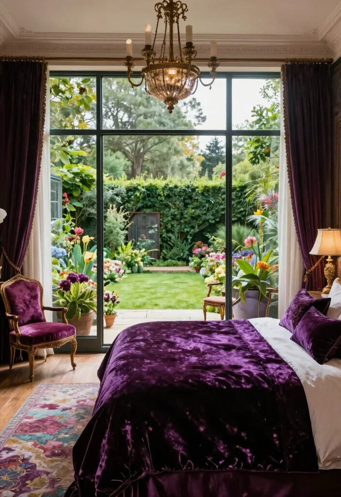 15 Bedroom With Glass Wall Ideas Open Airy Luxury - 13. Vintage Glam 1