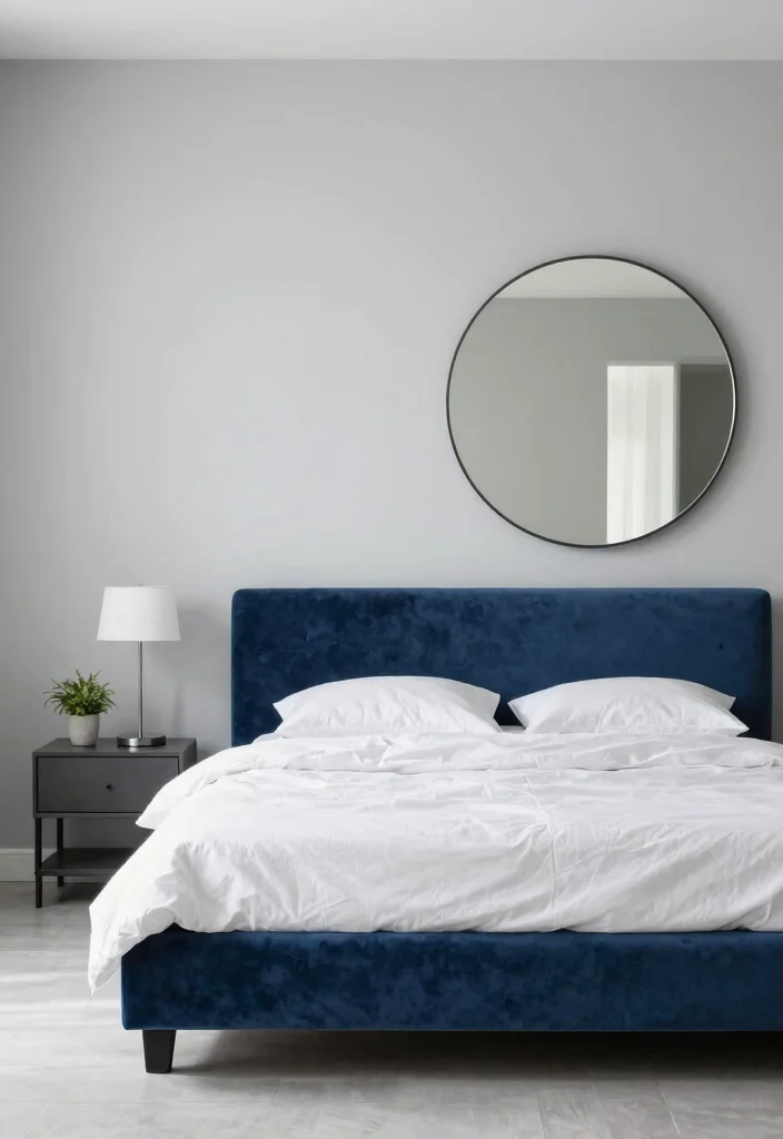 15 Blue Velvet Headboard Bedroom Ideas Luxe Statement Style - 2. Minimalist Appeal 1