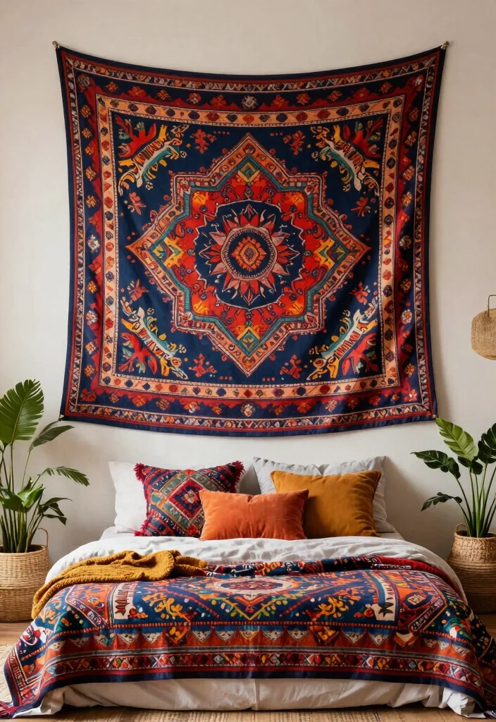 15 Girly Bedroom Ideas for Women: Embrace Your Feminine Cozy Vibe - 5. Bohemian Tapestries 1