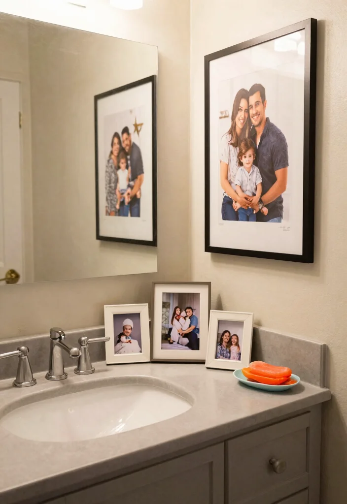 15 Gray Vanity Bathroom Ideas With Cool Neutral Style - 15. Personalized Touches 1