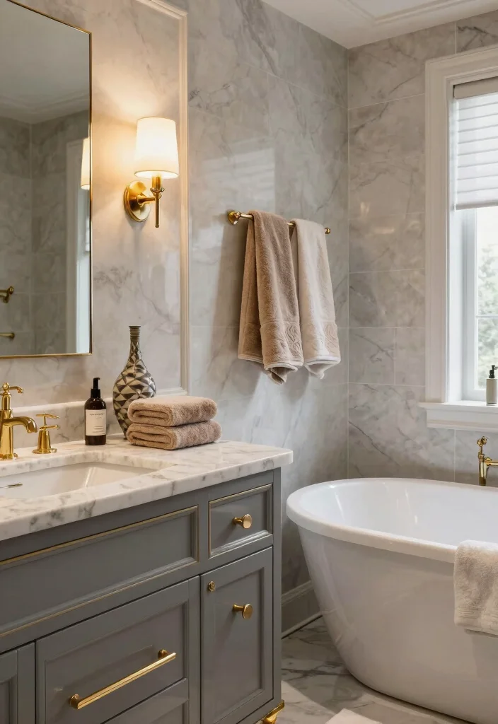 15 Gray Vanity Bathroom Ideas With Cool Neutral Style - 3. Luxurious Gray Glam 1