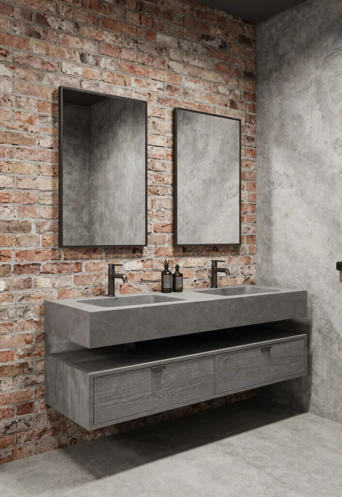 15 Gray Vanity Bathroom Ideas With Cool Neutral Style - 6. Industrial Edge 1