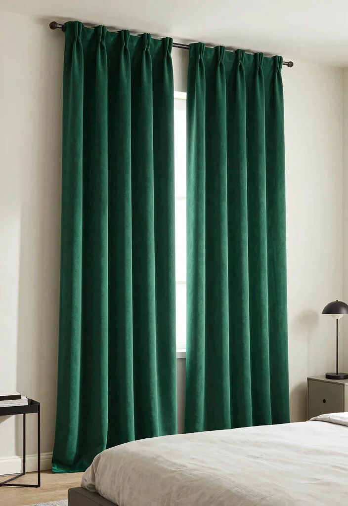 15 Green Curtains Bedroom Ideas for a Calm Natural Touch - 7. Statement Pieces 1