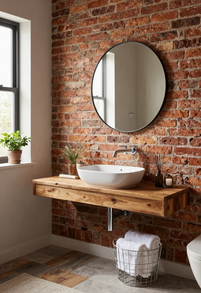 15 Industrial Bathroom Decor Ideas With Urban Mood - 1. Exposed Brick Walls 1