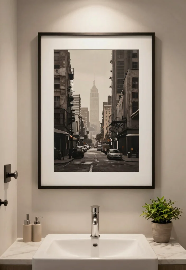 15 Industrial Bathroom Decor Ideas With Urban Mood - 13. Industrial Artwork 1