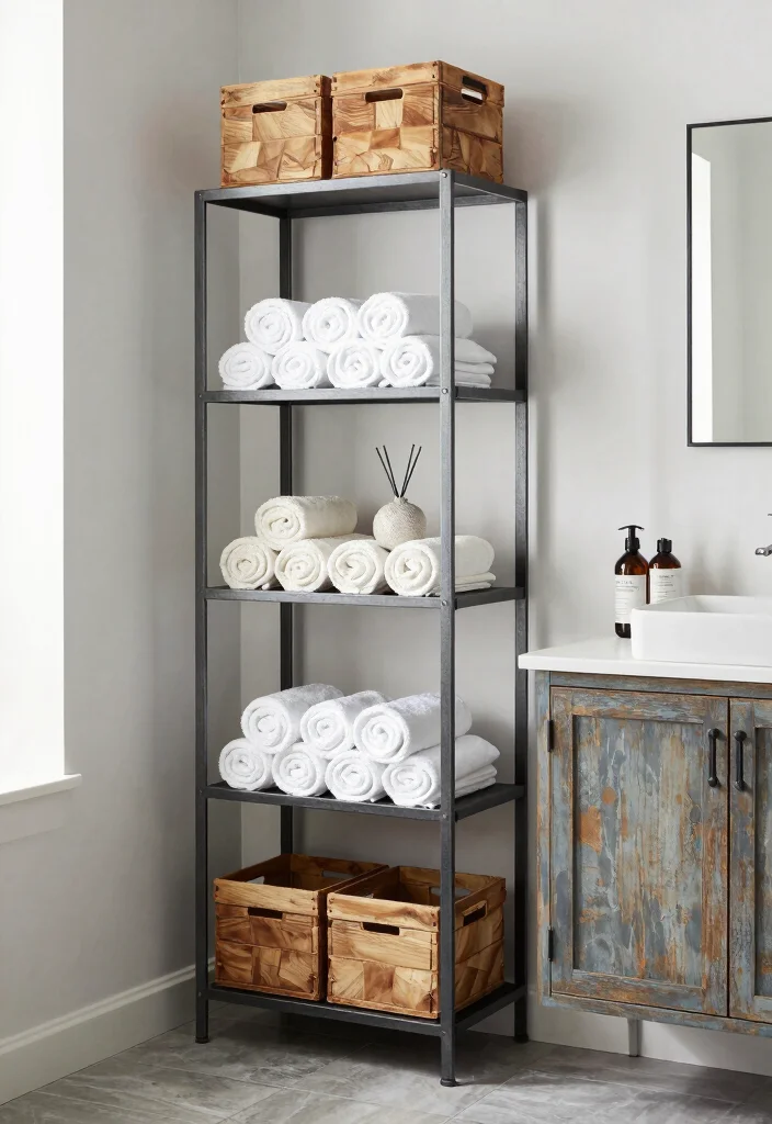 15 Industrial Bathroom Decor Ideas With Urban Mood - 14. Storage Solutions 1