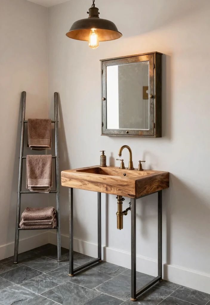 15 Industrial Bathroom Decor Ideas With Urban Mood - 2. Vintage Metal Accents 1