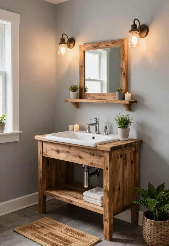 15 Industrial Bathroom Decor Ideas With Urban Mood - 3. Rustic Wood Elements 1
