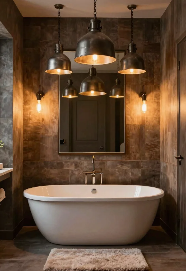 15 Industrial Bathroom Decor Ideas With Urban Mood - 4. Industrial Style Lighting 1