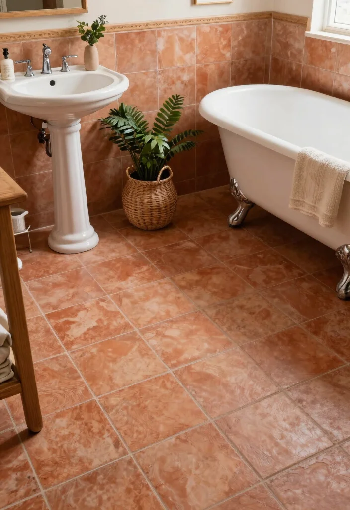 15 Modern Farmhouse Bathroom Tile Ideas With Cozy Charm - 9. Classic Clay Tiles 1