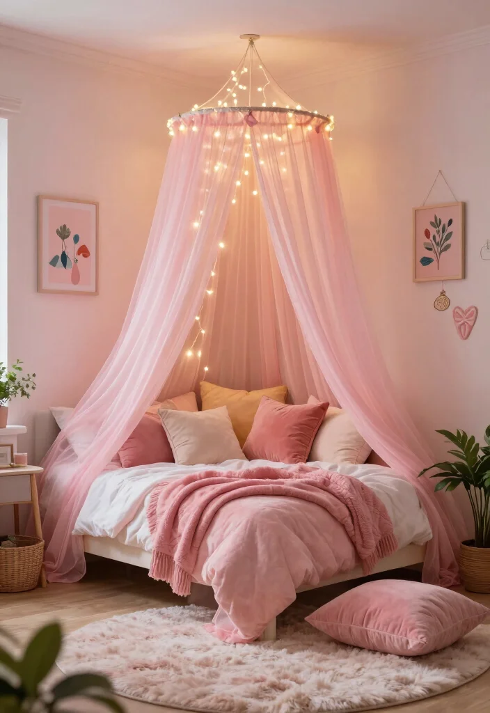 15 Pink Girls Bedroom Ideas Sweet Playful Style - 1. Whimsical Canopy Bed 1