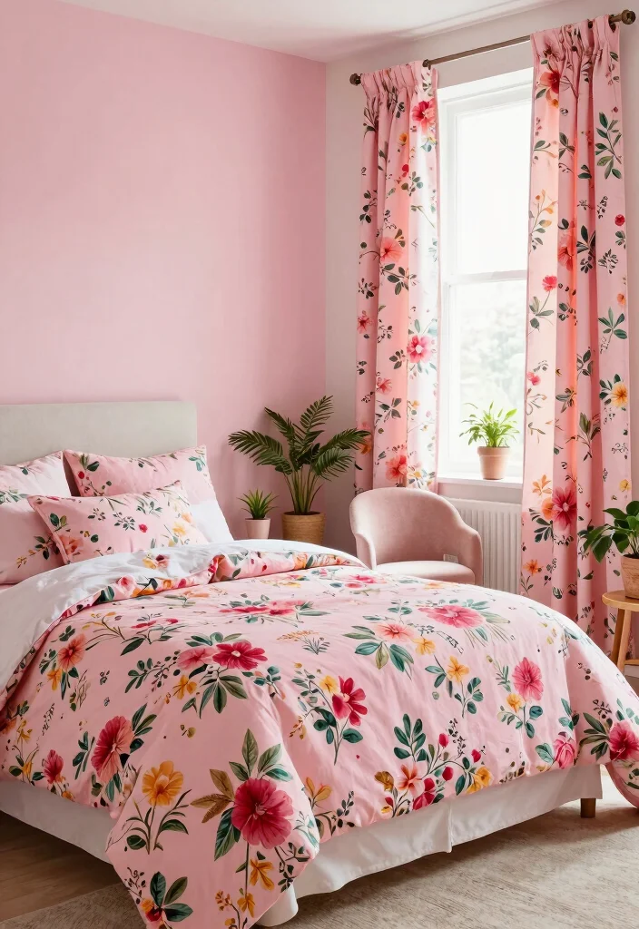 15 Pink Girls Bedroom Ideas Sweet Playful Style - 10. Floral Patterns Galore 1