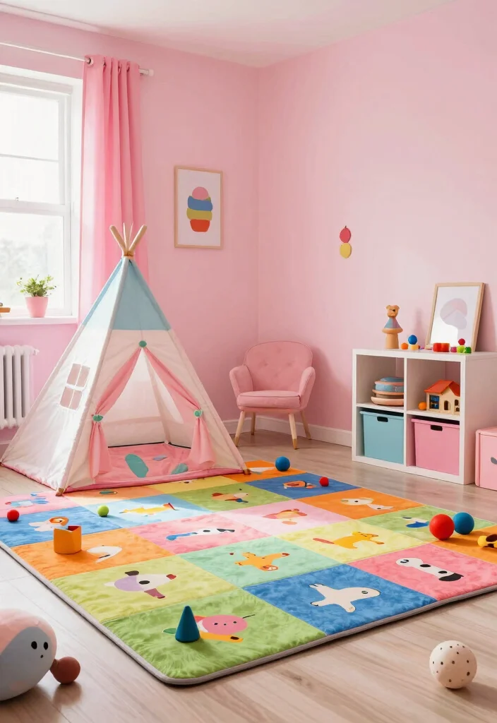 15 Pink Girls Bedroom Ideas Sweet Playful Style - 13. Fun, Interactive Play Area 1