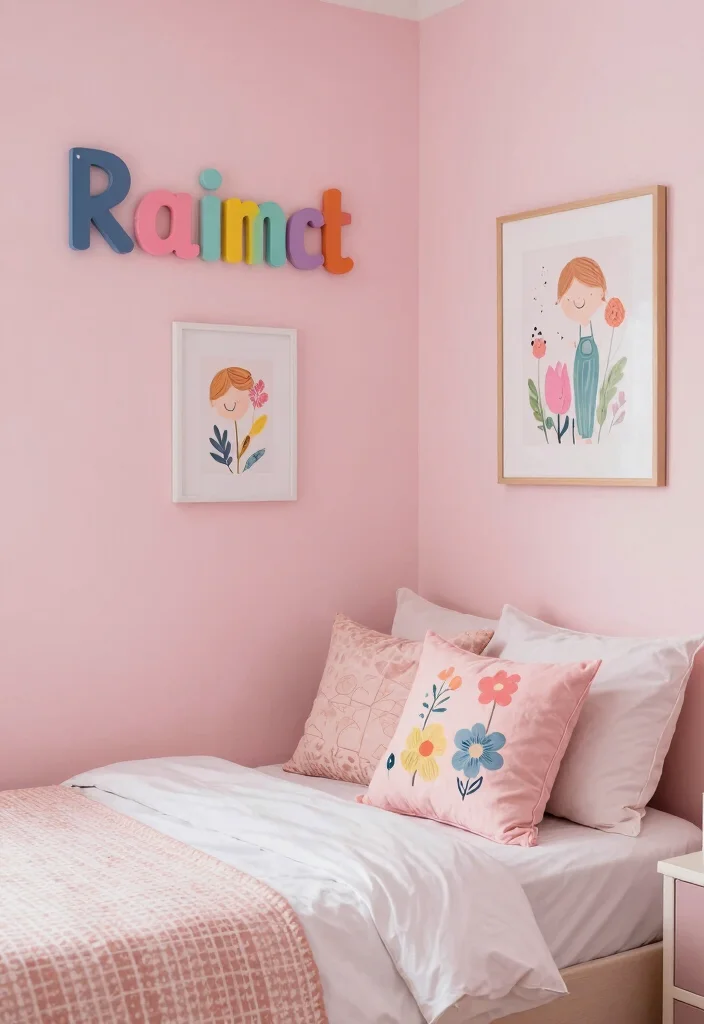 15 Pink Girls Bedroom Ideas Sweet Playful Style - 9. Personalized Décor 1