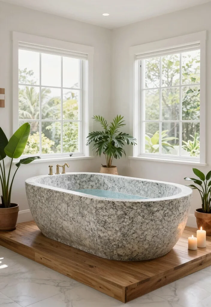 15 Rock Bathroom Ideas With Natural Character - 3. Stone Bathtubs 1
