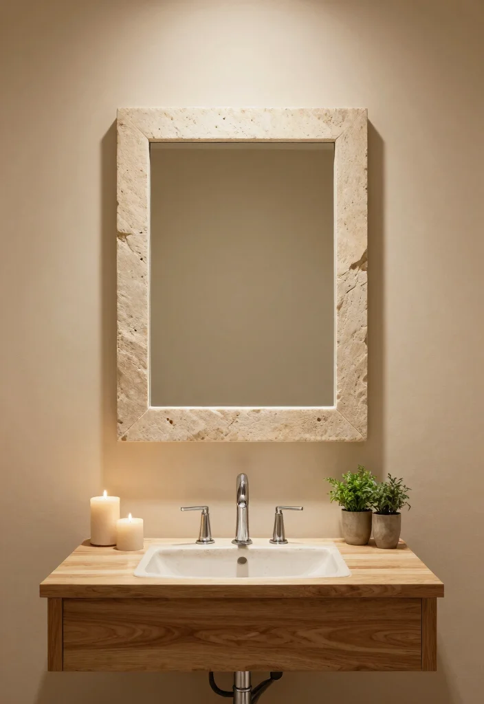 15 Rock Bathroom Ideas With Natural Character - 9. Stone Accented Mirrors 1