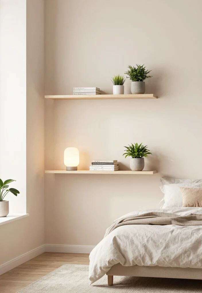 15 Small Bedroom Side Table Ideas: Compact Functional Picks - 1. Floating Shelves 1