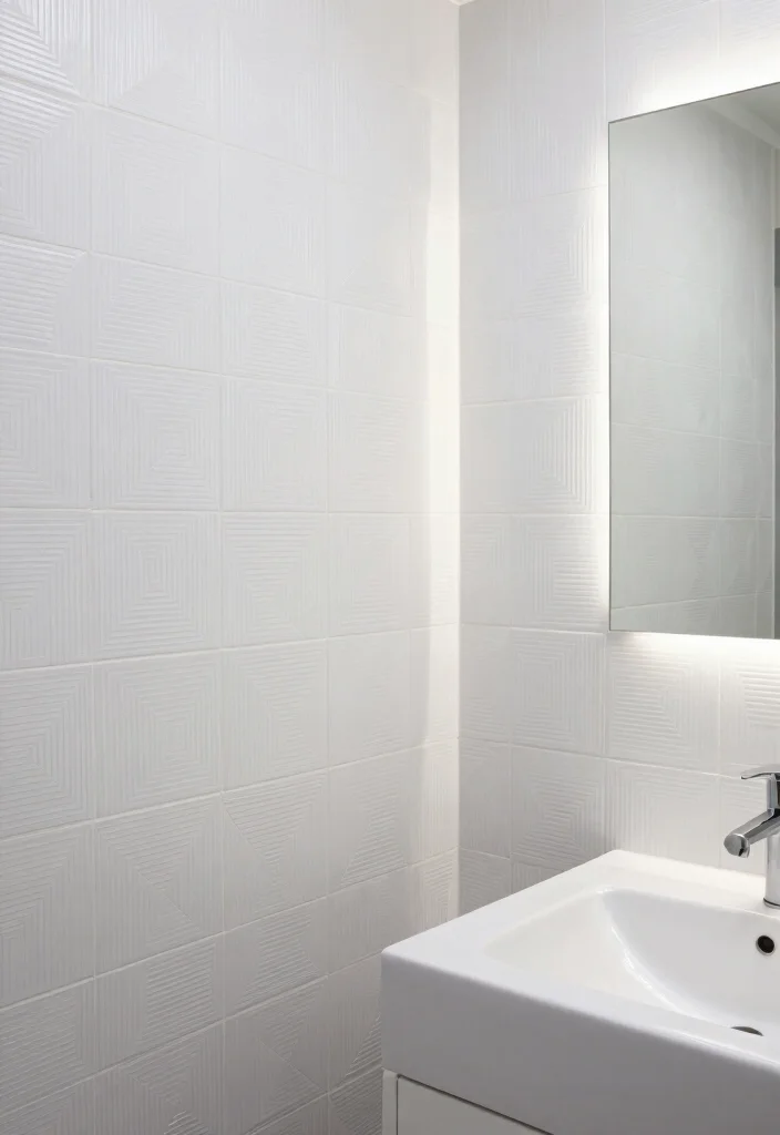 15 White Bathroom Tile Ideas For Bright Fresh Spaces - 14. White Tiles with Geometric Patterns 1