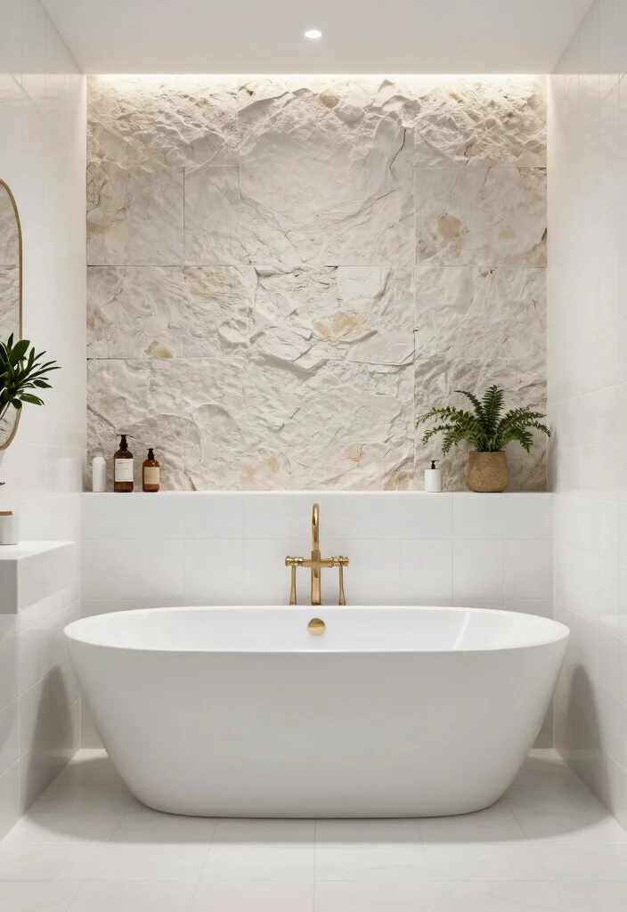 15 White Bathroom Tile Ideas For Bright Fresh Spaces - 15. White Tiles with Natural Stone Accents 1