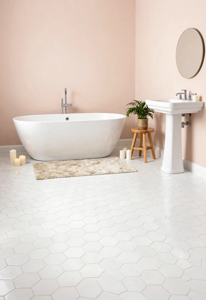 15 White Bathroom Tile Ideas For Bright Fresh Spaces - 2. Hexagonal Tiles 1