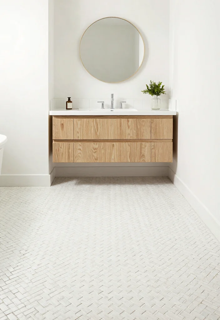 15 White Bathroom Tile Ideas For Bright Fresh Spaces - 9. White Basketweave Tiles 1