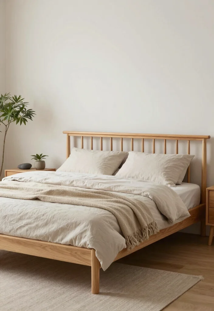 15 Wooden Bedframe Bedroom Ideas for a Natural Warm Style - 13. Low-Profile Japanese-Inspired Bedframe 1