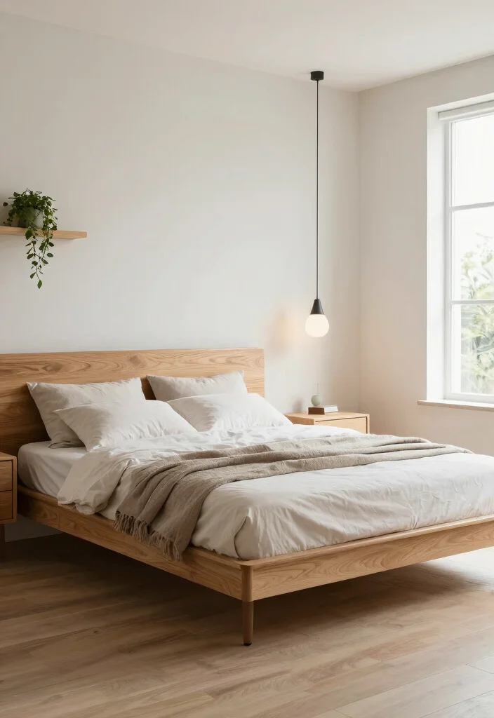 15 Wooden Bedframe Bedroom Ideas for a Natural Warm Style - 4. Floating Wooden Bedframe for a Modern Look 1