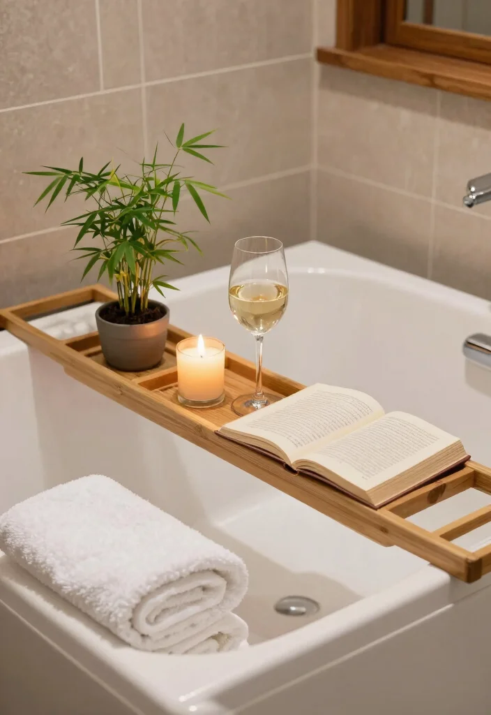 16 Bamboo Bathroom Decor Ideas With Zen Energy - 1. Bamboo Bathtub Tray 1
