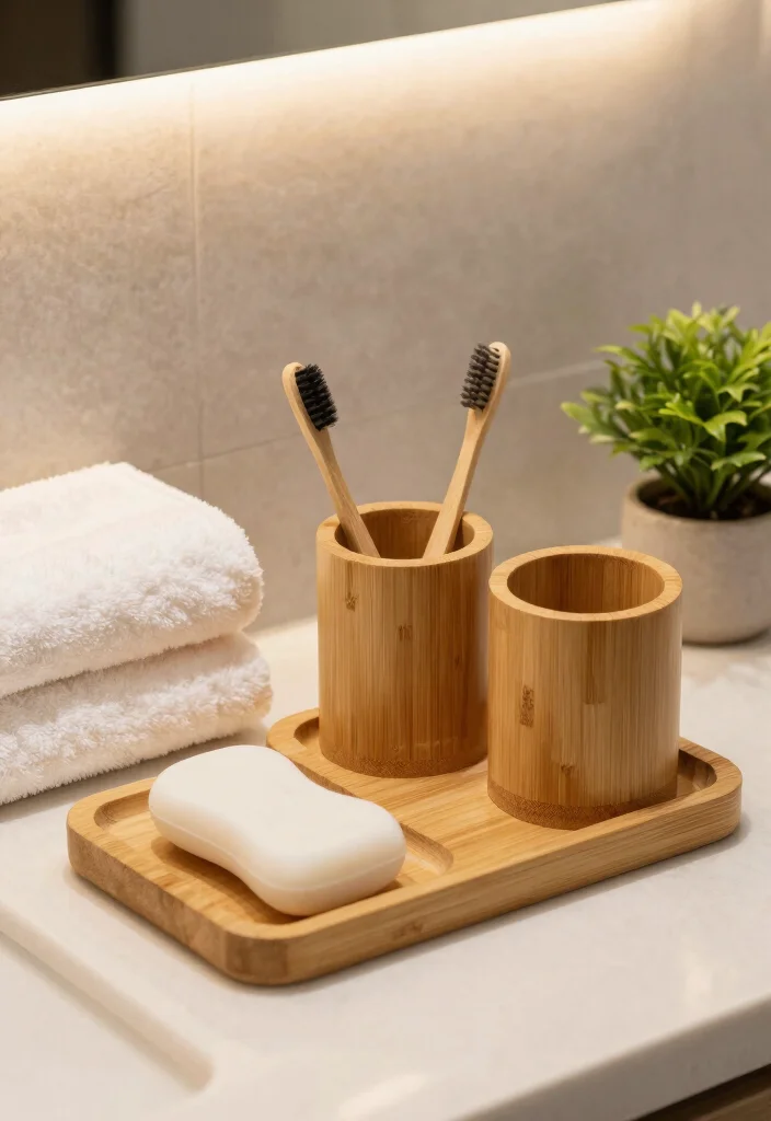 16 Bamboo Bathroom Decor Ideas With Zen Energy - 11. Bamboo Bath Accessories Set 1