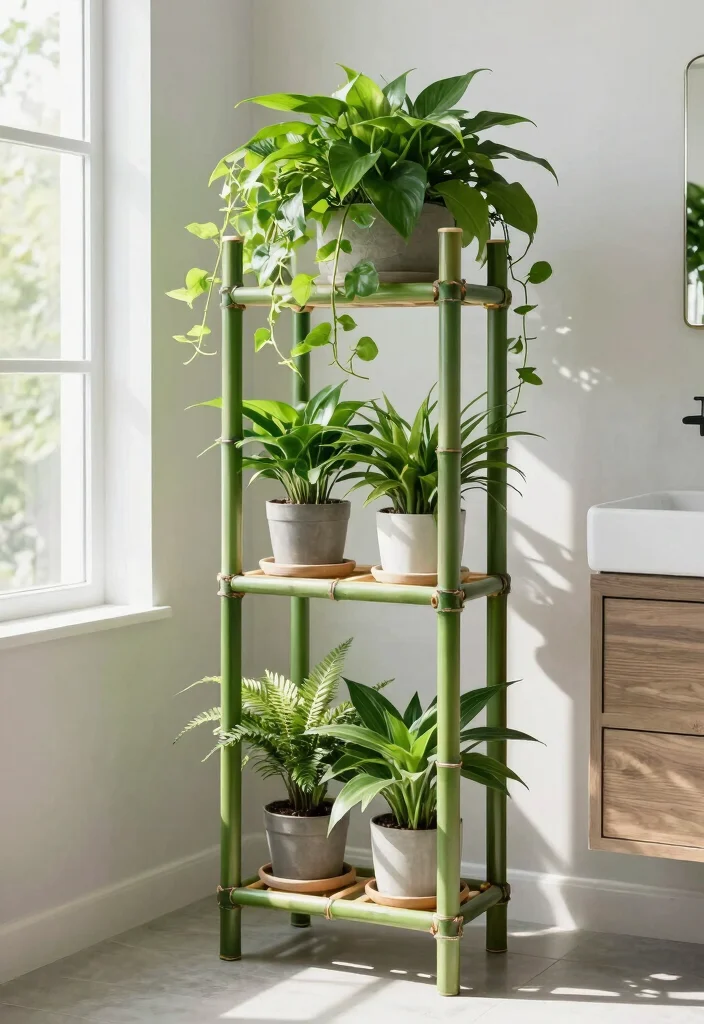 16 Bamboo Bathroom Decor Ideas With Zen Energy - 14. Bamboo Plant Stand 1