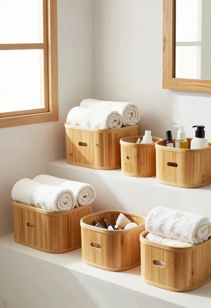16 Bamboo Bathroom Decor Ideas With Zen Energy - 3. Bamboo Storage Baskets 1