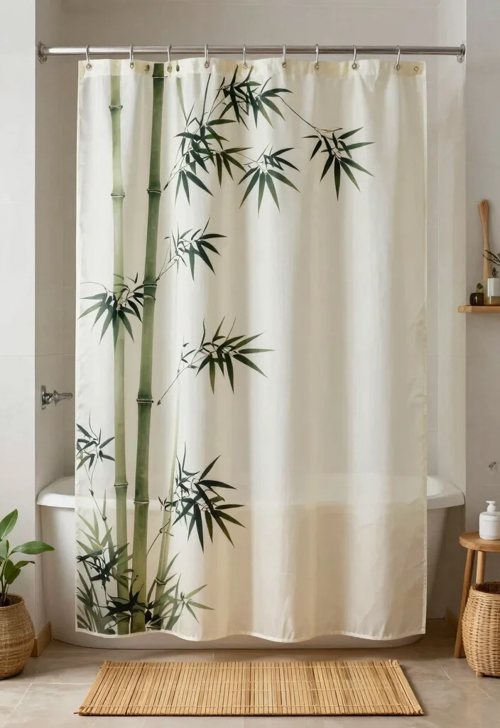 16 Bamboo Bathroom Decor Ideas With Zen Energy - 4. Bamboo Shower Curtain 1