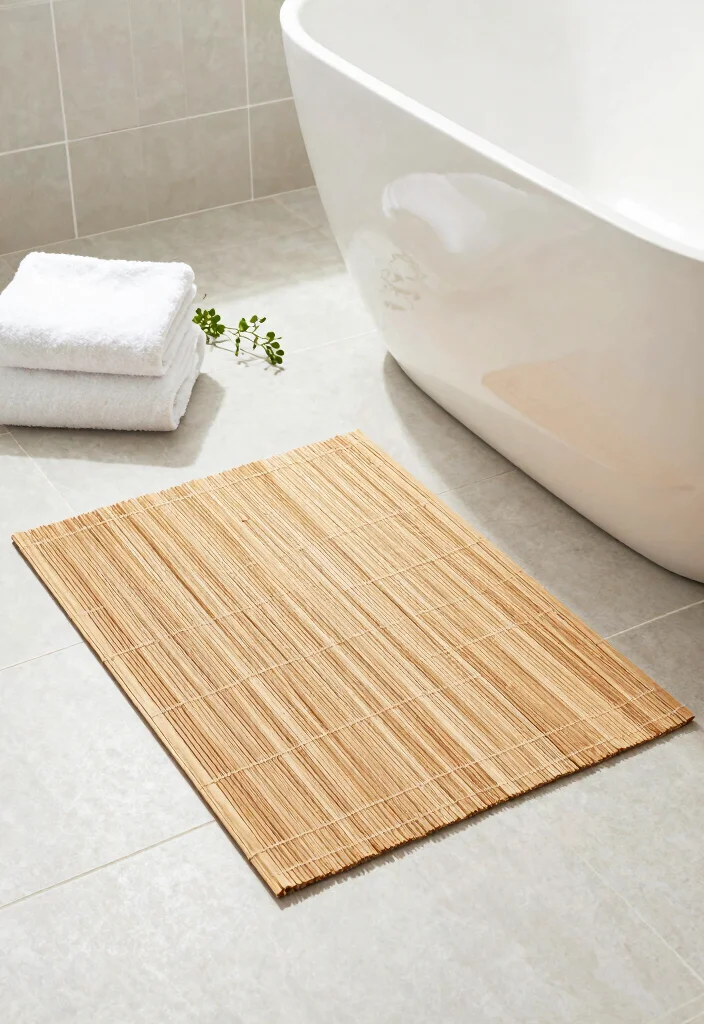 16 Bamboo Bathroom Decor Ideas With Zen Energy - 5. Bamboo Bath Mat 1
