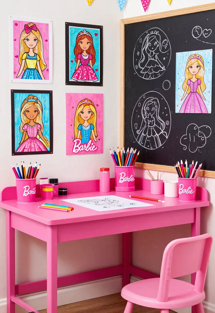 16 Barbie Bedroom Ideas for Kids Cute Playful Dreams - 12. Barbie Art Station 1