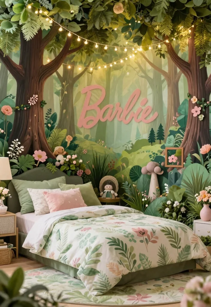 16 Barbie Bedroom Ideas for Kids Cute Playful Dreams - 13. Barbie Magical Forest 1