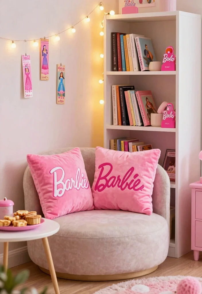 16 Barbie Bedroom Ideas for Kids Cute Playful Dreams - 15. Barbie’s Cozy Reading Nook 1