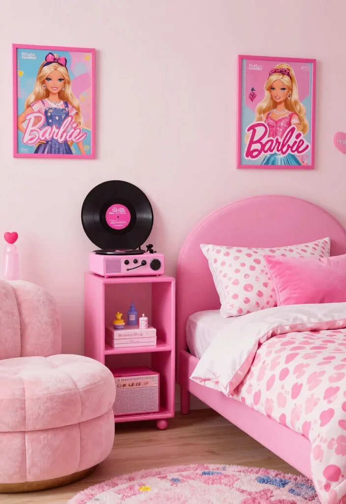16 Barbie Bedroom Ideas for Kids Cute Playful Dreams - 9. Retro Barbie Vibes 1