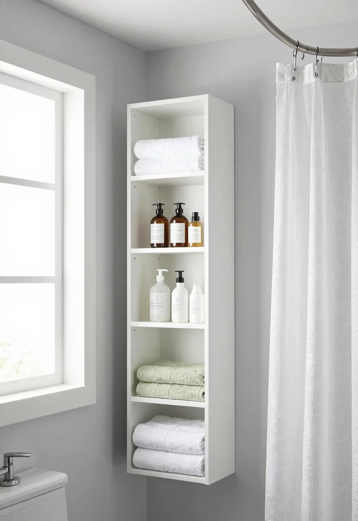 16 Bathroom Arrangement Ideas For Better Flow - 5. Vertical Storage Solutions 1
