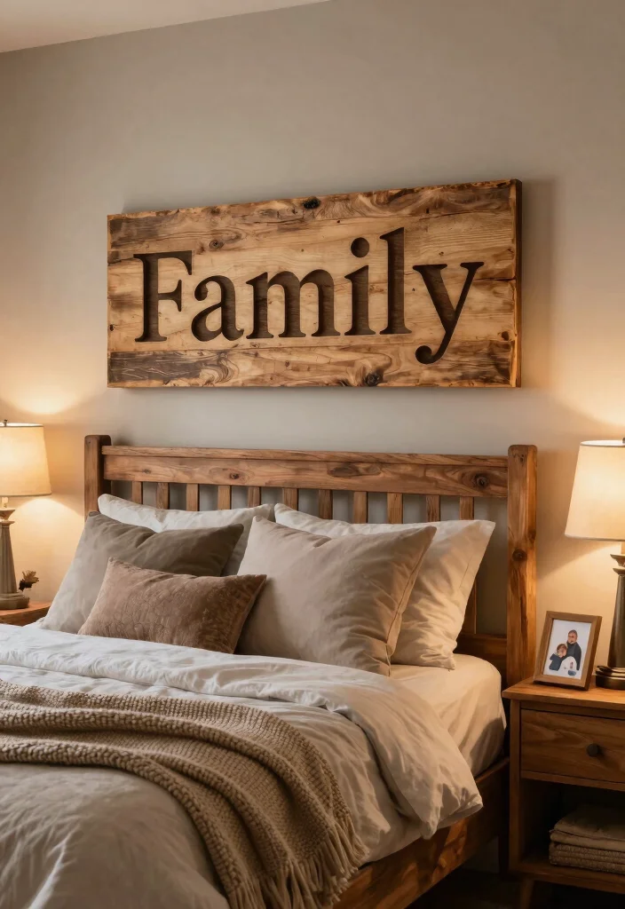 16 Bedroom Signs Above Bed Ideas for a Cute Personal Touch - 1. Custom Family Name Sign 1