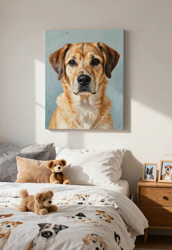 16 Bedroom Signs Above Bed Ideas for a Cute Personal Touch - 13. Family Pet Portrait Signs 1