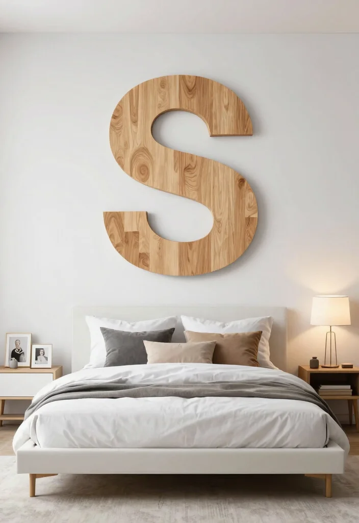 16 Bedroom Signs Above Bed Ideas for a Cute Personal Touch - 8. Simple Letter Initials 1