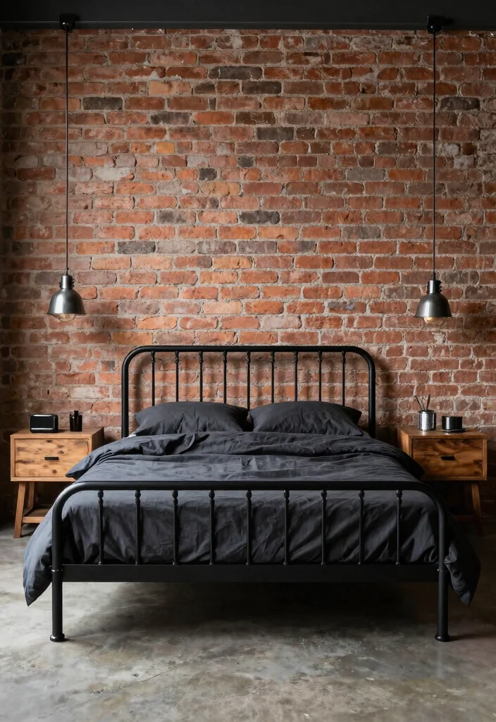 16 Black Bed Set Bedroom Ideas for a Sleek Modern Look - 14. Industrial Black Bed Set Look 1