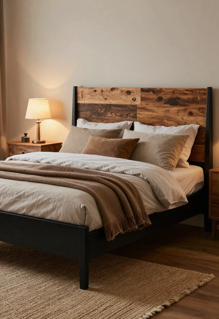 16 Black Bed Set Bedroom Ideas for a Sleek Modern Look - 5. Rustic Black Bed Set Charm 1