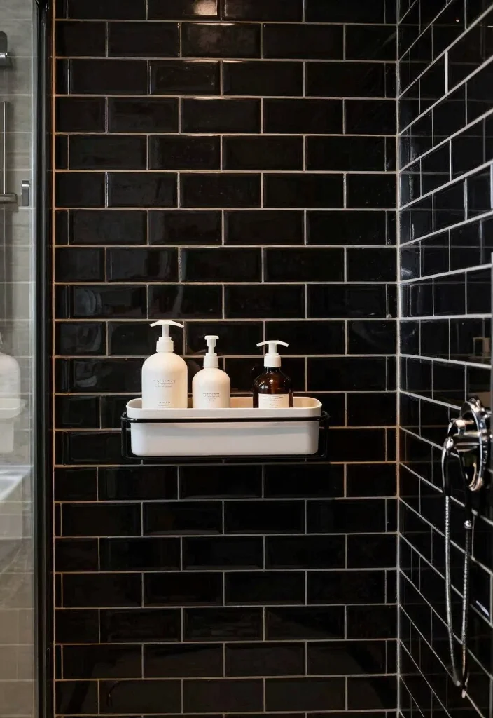 16 Black Subway Tile Bathroom Ideas For Bold Contrast - 15. Daring Black Subway Tile Shower Nooks 1