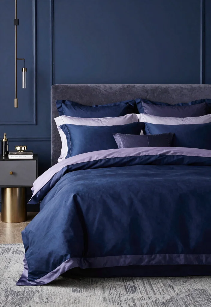 16 Blue and Purple Bedroom Ideas: Dreamy Color Blend - 12. Chic and Sophisticated 1