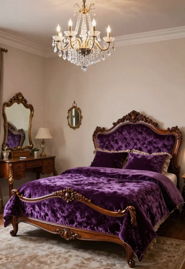 16 Blue and Purple Bedroom Ideas: Dreamy Color Blend - 7. Vintage Glamour 1